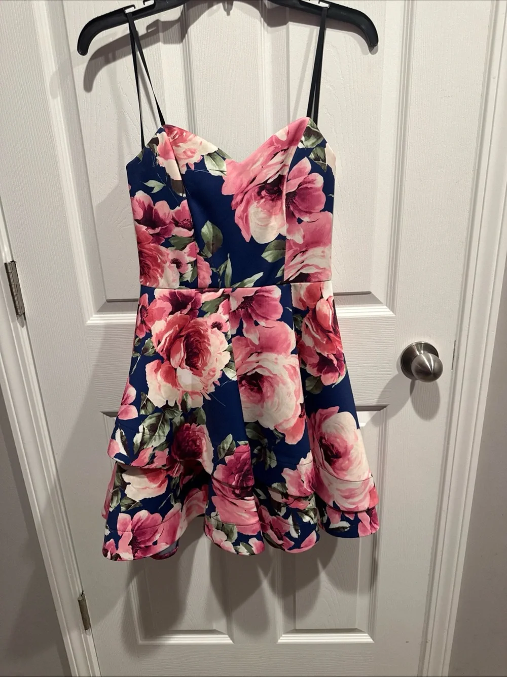 B. Darlin Navy Dress with Pink Floral Print